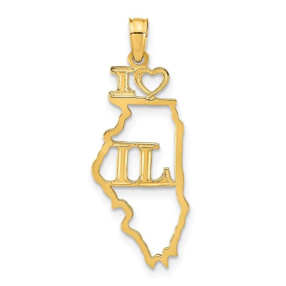 10k Yellow Gold Solid Illinois State Pendant - image 6